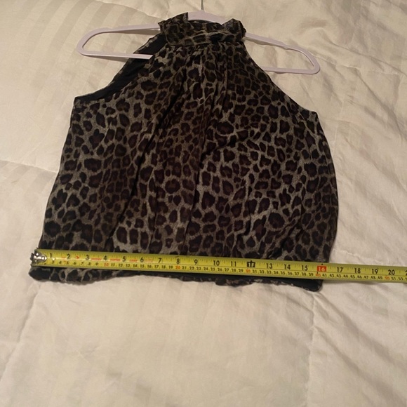 ENFOCUS STUDIO L stretch waist button neck cheetah top women’s lacey feel - Picture 12 of 15